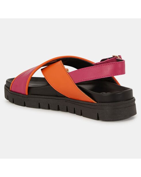 Sandales en Cuir orange/rose