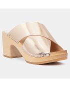 Sabots en Cuir Yzis roses - Talon 7,5 cm