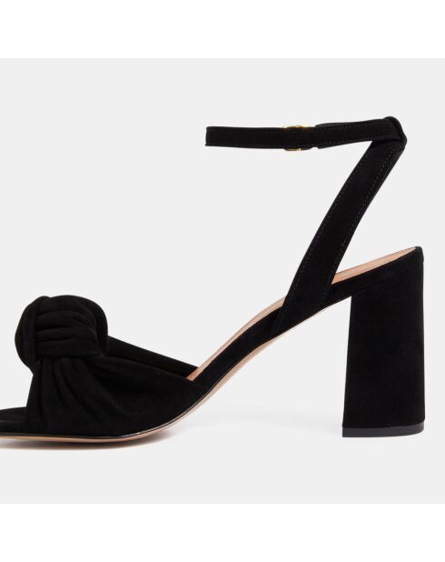 Schwarze Sandalen aus Veloursleder mit Absatz 8,5 cm