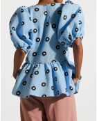 Top gaufré Liw à motifs bleu clair