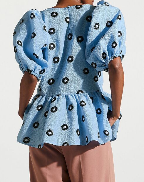 Top gaufré Liw à motifs bleu clair