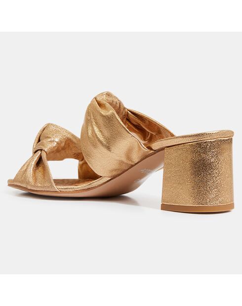 Sabot con tacco in pelle dorata - tacco 5,5 cm