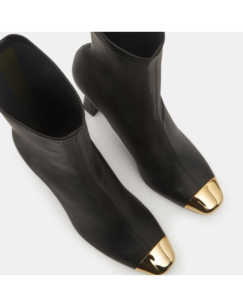 Bottines en Cuir Ellia noir/doré - Talon 9 cm