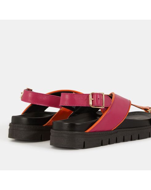 Sandales en Cuir orange/rose