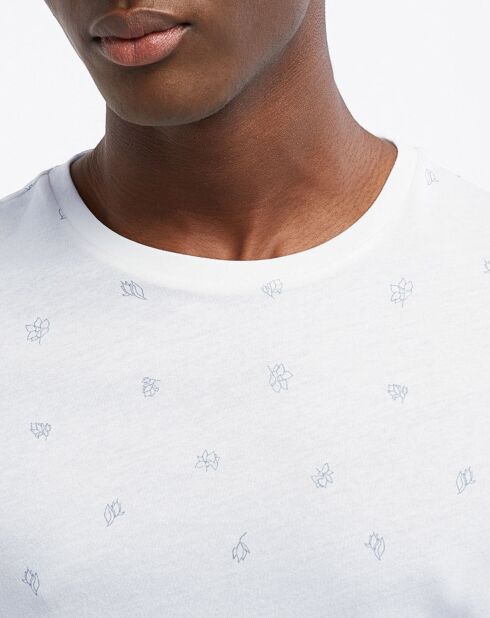 T-Shirt en Coton Bio Fishpri mc micro print écru