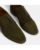 Derbies en Velours de Cuir vert kaki