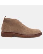 Bottines en Velours de Cuir mid marron taupe