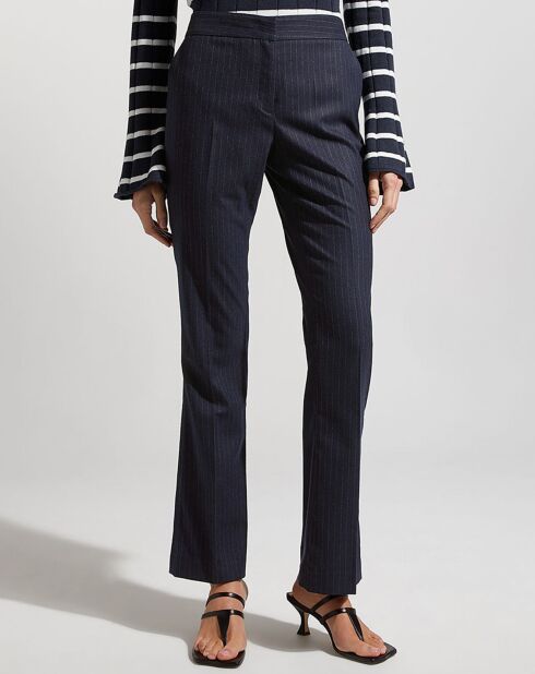 Pantalon Melissa rayé bleu marine