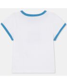 T-Shirt en Coton Bio Arino mc print bleu/écru
