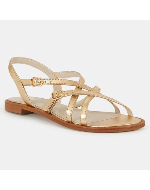 Sandales plates en Cuir dorées