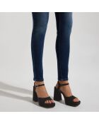 Sandales en velours de Cuir noires - Talon 10.5 cm