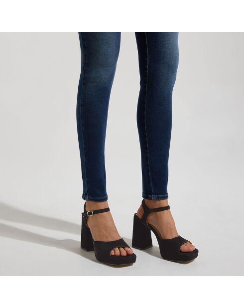Sandales en velours de Cuir noires - Talon 10.5 cm