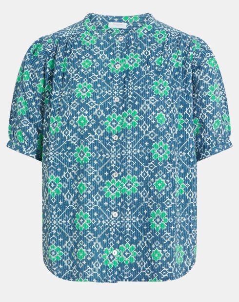 Chemise Nessie imprimée bleu/vert