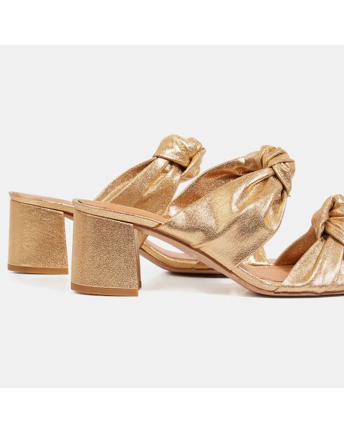 Sabot con tacco in pelle dorata - tacco 5,5 cm