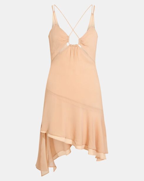 Layla lichtroze mini-jurk van zijdemix