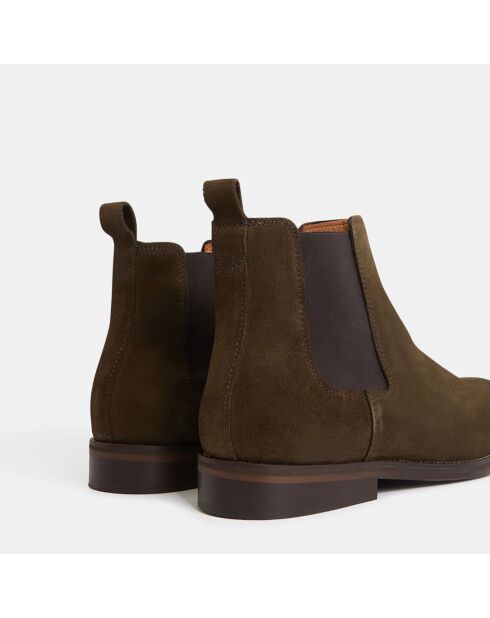 Chelsea Boots en Cuir vert kaki