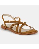 Sandales plates en Cuir marron