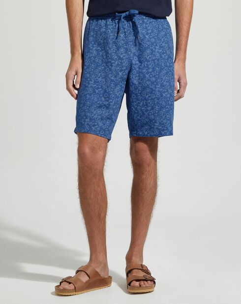 Bermuda en Coton& Lin Pudocklinp print bleu foncé