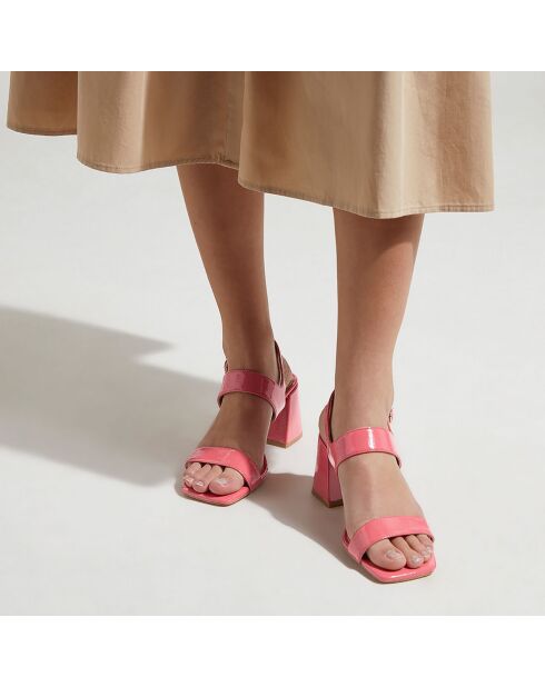 Sandales en Cuir rose bonbon - Talon 7 cm
