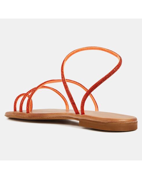 Sandales en Cuir à strass orange