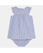 Robe en Coton Bio Apita bis culotte rayé bleu/écru