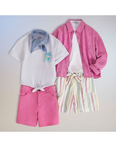 Short en Coton Bio Moona twill rose