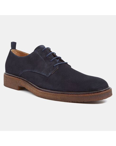 Derbies en Velours de Cuir bleu marine