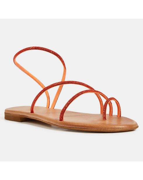 Sandales en Cuir à strass orange