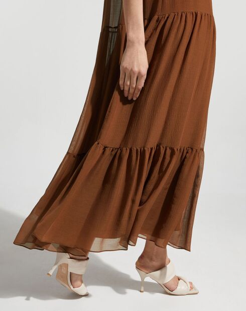 Robe en Coton & Soie Fago marron moyen
