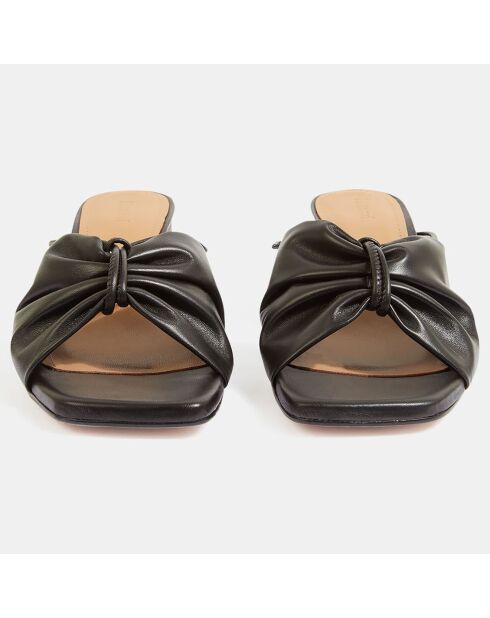 Mules en Cuir Olivia noires - Talon 7 cm