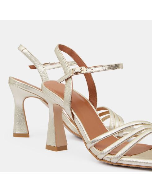 Sandali con tacco in pelle platino - Tacco 8 cm