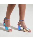 Sandales à talon en Cuir matelassées multicolores - Talon 8 cm