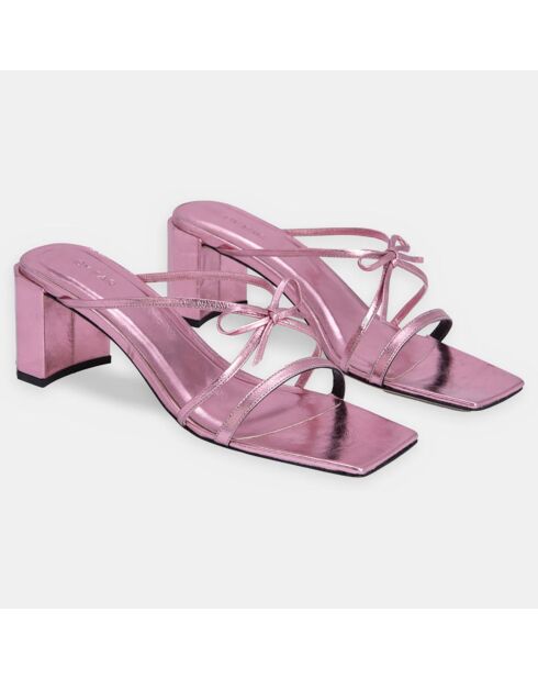 Mules in pelle di agnello giallo rosa - tacco 6 cm