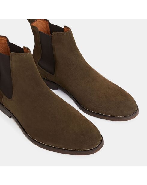 Chelsea Boots en Cuir vert kaki