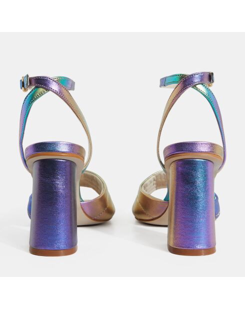 Sandales à talon en Cuir matelassées multicolores - Talon 8 cm