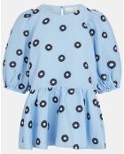 Top gaufré Liw à motifs bleu clair