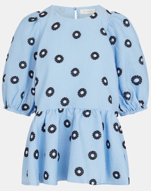 Top gaufré Liw à motifs bleu clair