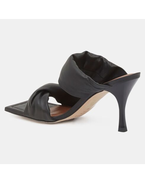Mules en Cuir Twist noires - Talon 9 cm