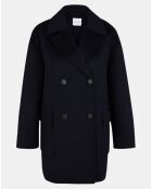 Manteau caban 100% Laine Aglae bleu marine