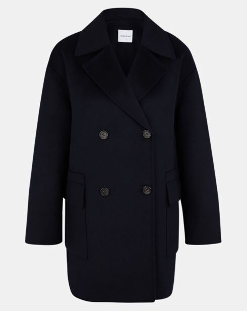 Manteau caban 100% Laine Aglae bleu marine