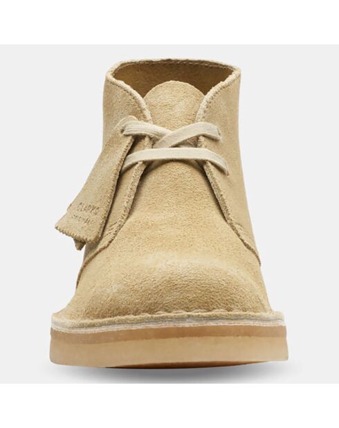 Beige fluwelen leren woestijnlaarzen