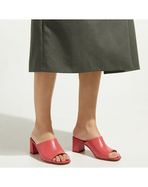 Mules à talon en Cuir rose bonbon - Talon 6 cm