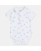 2 Bodies en Coton Bio ml polo bleu/écru