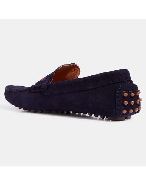 Mocassins en Velours de Cuir Ferdie bleu marine