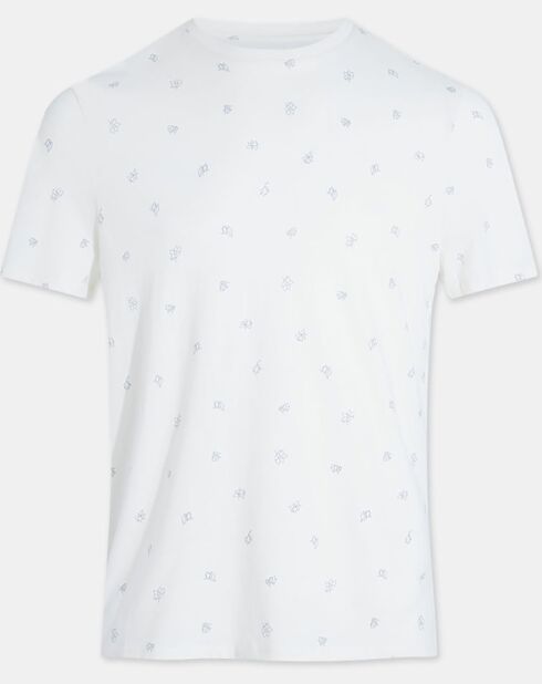 T-Shirt en Coton Bio Fishpri mc micro print écru