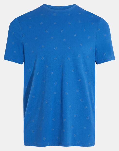 T-Shirt en Coton Bio Fishpri mc micro print bleu foncé