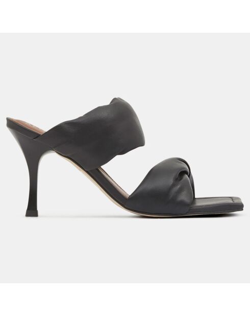 Mules en Cuir Twist noires - Talon 9 cm