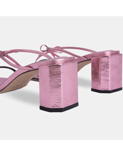 Mules in pelle di agnello giallo rosa - tacco 6 cm