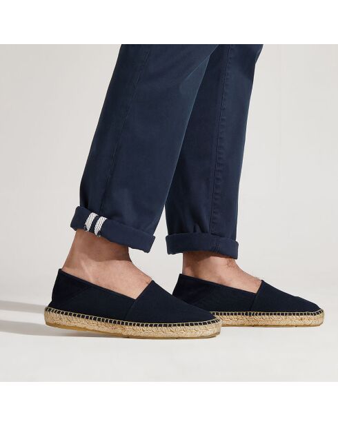 Espadrilles en Velours de Cuir bleu marine