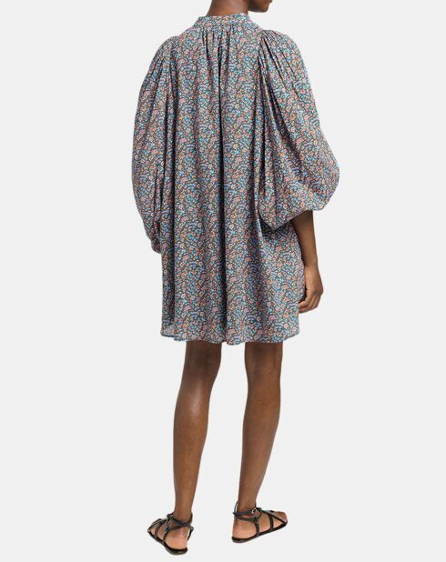 Robe en Popeline Vanessa imprimée bleue